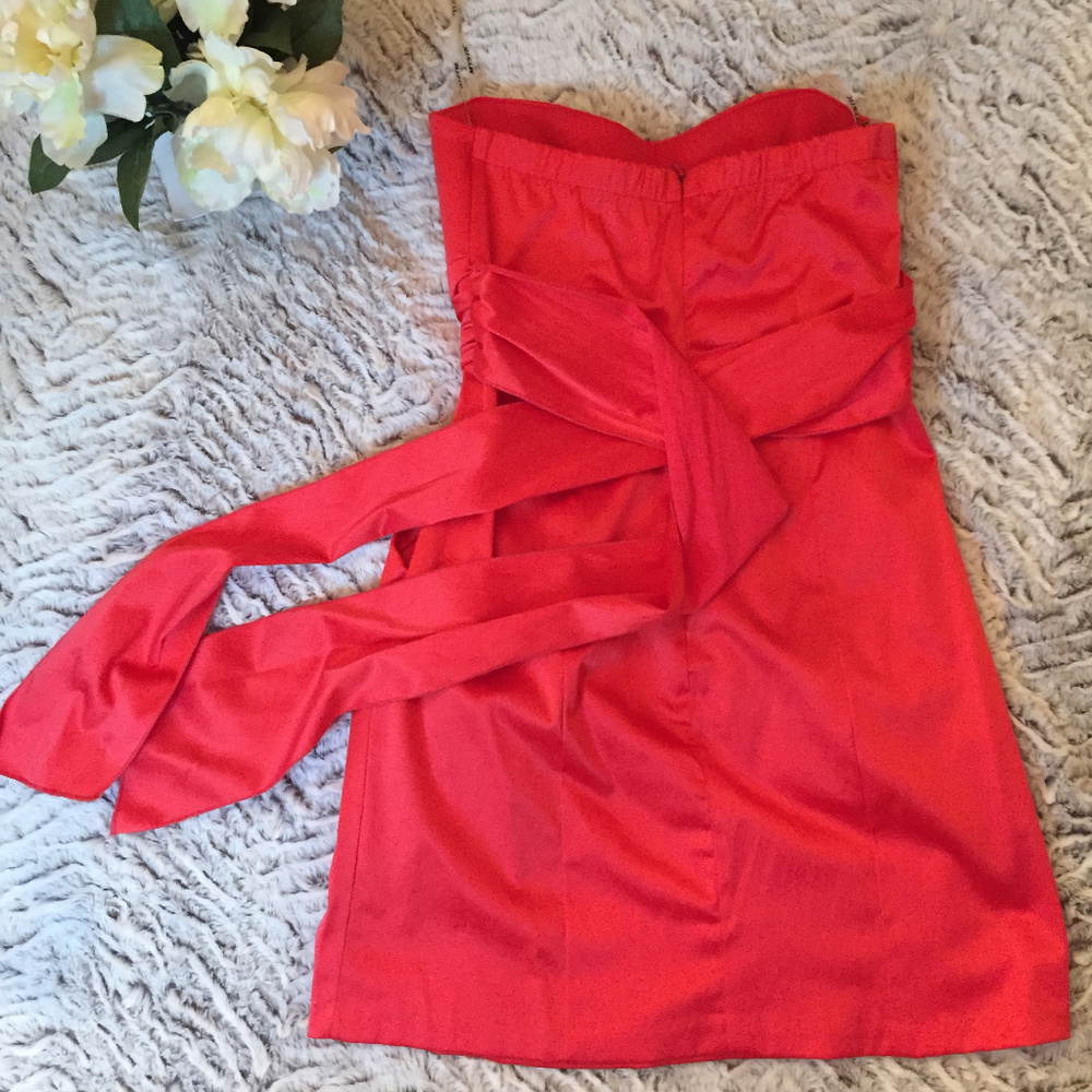 Coral Strapless Mini Dress
